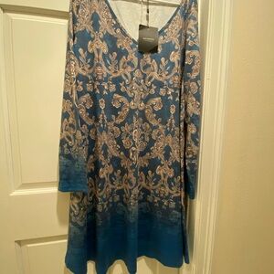 Blue and Gold Floral Dress